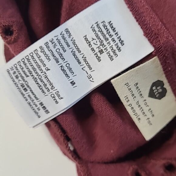 $140 NEW MADEWELL LONG SLEEVE MULBERRY MAROON RUFFLE MINI DRESS L LARGE NWT - Picture 13 of 14